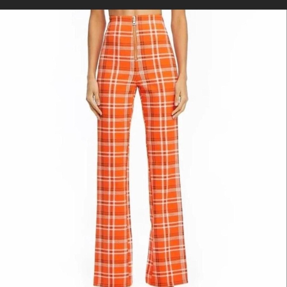 I.AM.GIA Orange Plaid Flare Pants